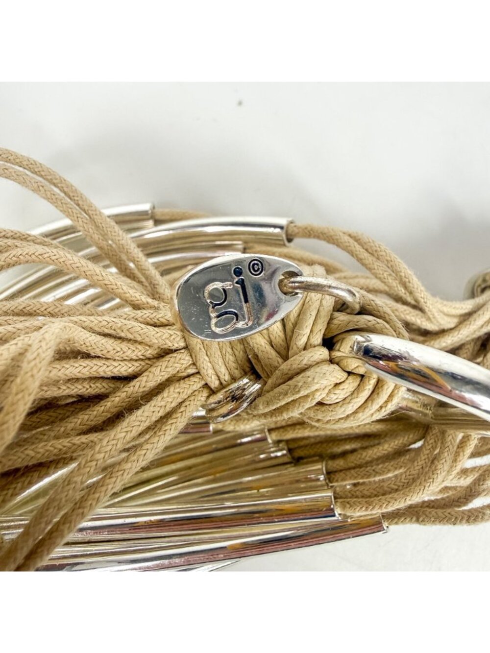 Vintage Gillian Julius Multi-Strand Silver-Tone Tube String Bracelet Beige - Picture 2 of 4